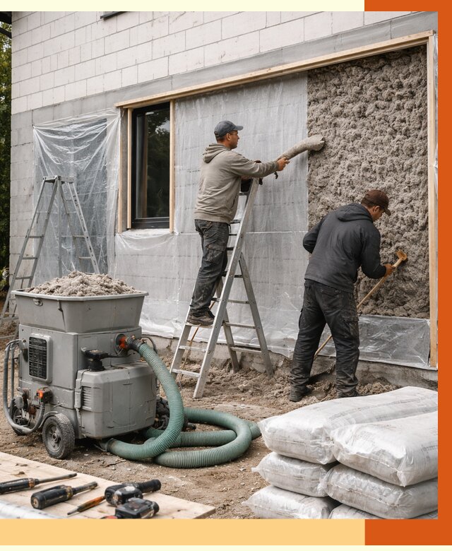 Утепление дома из газобетона эковатой в Искитиме от 4586 руб./м2 | ТепломастерСкм